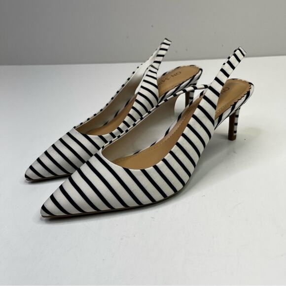 On 34th Monikaa Stripe Slingback Pump heels navy blue white - 8 - Picture 3 of 13